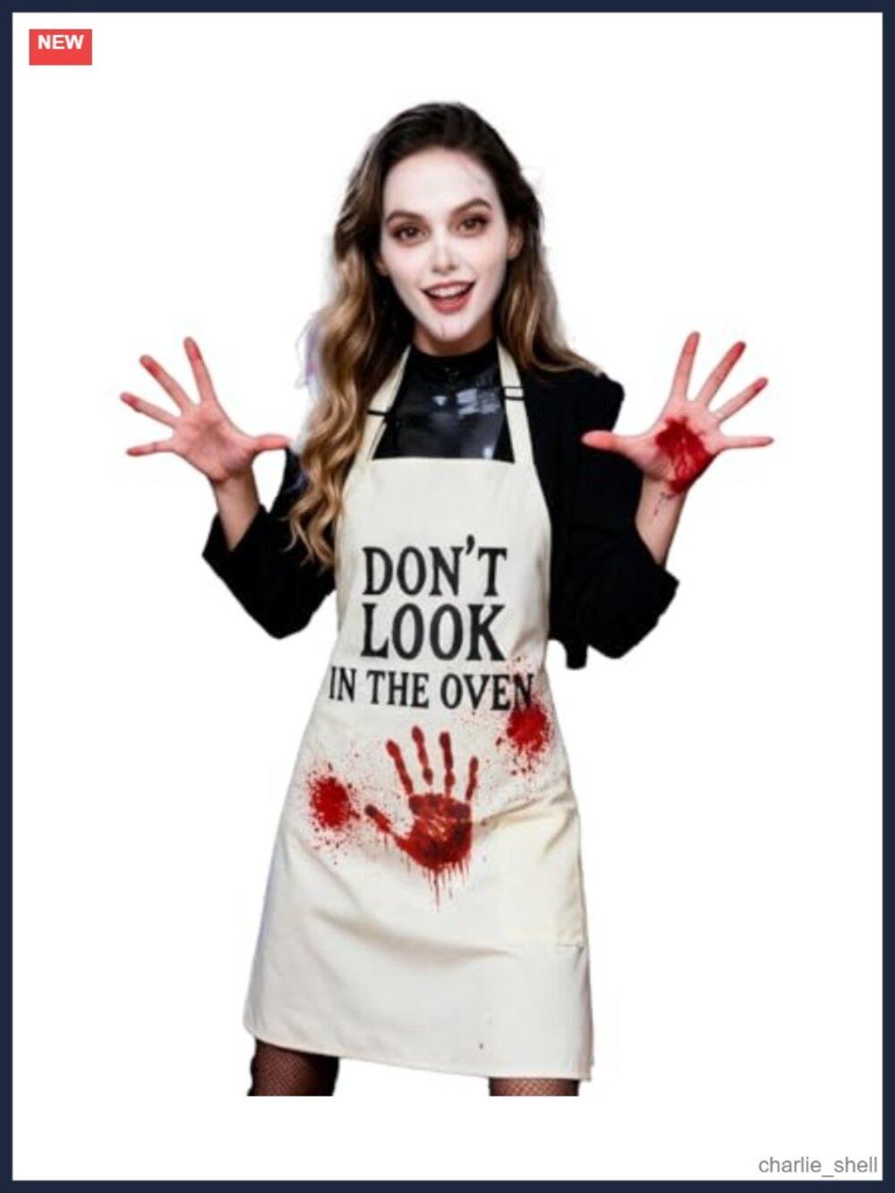 Funny Halloween Cotton Blend Bib Apron with Pocket Blood Splatter - Easy